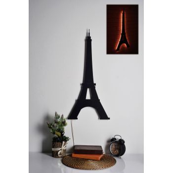 Decoratiune luminoasa LED, Eiffel Tower, MDF, 60 LED-uri, Rosu