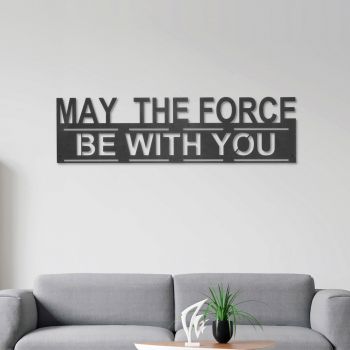 Decoratiune de perete, The Force, Metal, Dimensiune: 65 x 20 cm, Negru