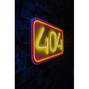 Decoratiune luminoasa LED, 404 Not Found, Benzi flexibile de neon, DC 12 V, Roșu / galben