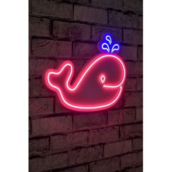 Decoratiune luminoasa LED, Baby Whale, Benzi flexibile de neon, DC 12 V, Roz / Albastru