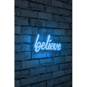 Decoratiune luminoasa LED, Believe, Benzi flexibile de neon, DC 12 V, Albastru