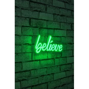 Decoratiune luminoasa LED, Believe, Benzi flexibile de neon, DC 12 V, Verde