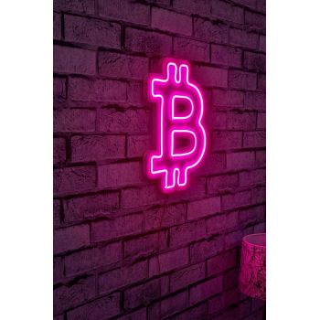 Decoratiune luminoasa LED, Bitcoin, Benzi flexibile de neon, DC 12 V, Roz