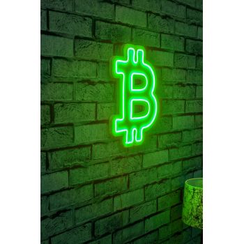 Decoratiune luminoasa LED, Bitcoin, Benzi flexibile de neon, DC 12 V, Verde