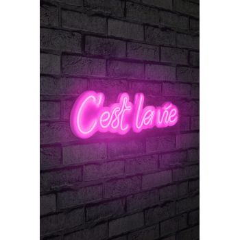 Decoratiune luminoasa LED, C'est La Vie, Benzi flexibile de neon, DC 12 V, Roz