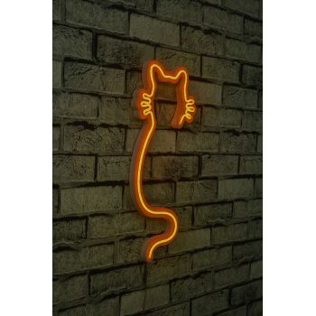 Decoratiune luminoasa LED, Cat, Benzi flexibile de neon, DC 12 V, Galben