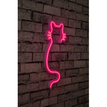 Decoratiune luminoasa LED, Cat, Benzi flexibile de neon, DC 12 V, Roz