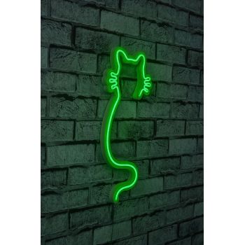 Decoratiune luminoasa LED, Cat, Benzi flexibile de neon, DC 12 V, Verde