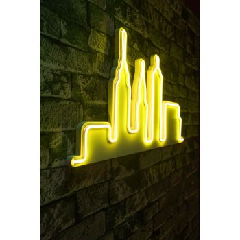 Decoratiune luminoasa LED, City Skyline, Benzi flexibile de neon, DC 12 V, Galben