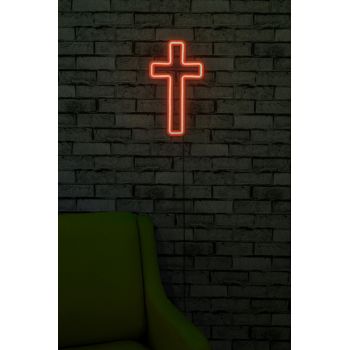 Decoratiune luminoasa LED, Cross Sign, Benzi flexibile de neon, DC 12 V, Rosu
