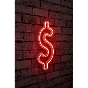 Decoratiune luminoasa LED, Dollar Sign, Benzi flexibile de neon, DC 12 V, Rosu