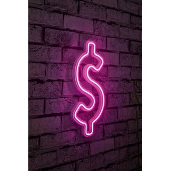 Decoratiune luminoasa LED, Dollar Sign, Benzi flexibile de neon, DC 12 V, Roz