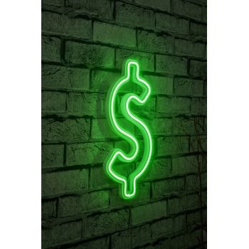 Decoratiune luminoasa LED, Dollar Sign, Benzi flexibile de neon, DC 12 V, Verde