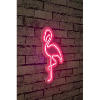 Decoratiune luminoasa LED, Flamingo, Benzi flexibile de neon, DC 12 V, Roz
