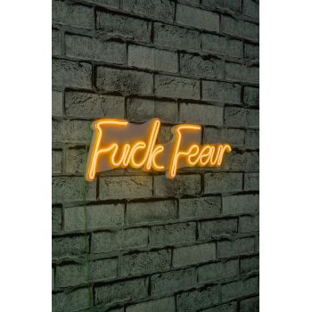Decoratiune luminoasa LED, Fuck Fear, Benzi flexibile de neon, DC 12 V, Galben