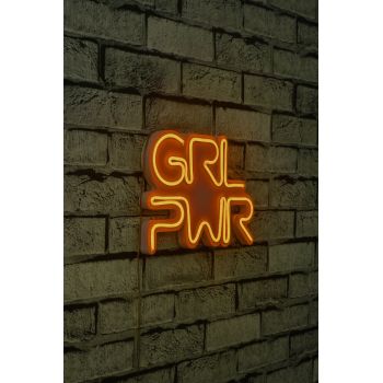 Decoratiune luminoasa LED, Girl Power, Benzi flexibile de neon, DC 12 V, Galben