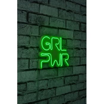Decoratiune luminoasa LED, Girl Power, Benzi flexibile de neon, DC 12 V, Verde