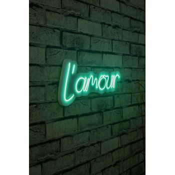 Decoratiune luminoasa LED, L'amour, Benzi flexibile de neon, DC 12 V, Albastru