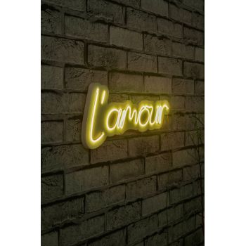 Decoratiune luminoasa LED, L'amour, Benzi flexibile de neon, DC 12 V, Galben