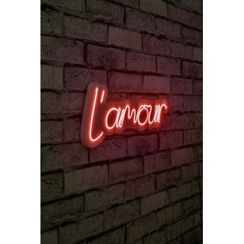 Decoratiune luminoasa LED, L'amour, Benzi flexibile de neon, DC 12 V, Rosu