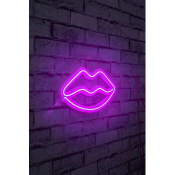 Decoratiune luminoasa LED, Lips, Benzi flexibile de neon, DC 12 V, Roz