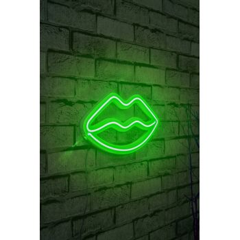 Decoratiune luminoasa LED, Lips, Benzi flexibile de neon, DC 12 V, Verde