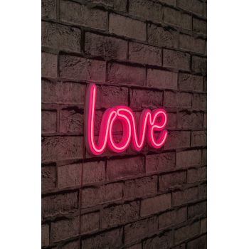 Decoratiune luminoasa LED, Love, Benzi flexibile de neon, DC 12 V, Roz