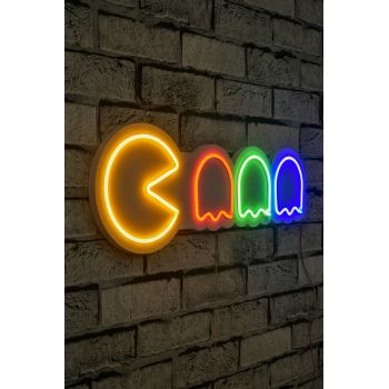 Decoratiune luminoasa LED, Pacman, Benzi flexibile de neon, DC 12 V, Multicolor