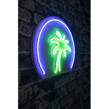 Decoratiune luminoasa LED, Palm Tree, Benzi flexibile de neon, DC 12 V, Albastru verde
