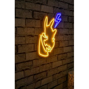 Decoratiune luminoasa LED, Pikachu, Benzi flexibile de neon, DC 12 V, Galben / Albastru