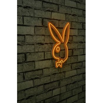 Decoratiune luminoasa LED, Playboy, Benzi flexibile de neon, DC 12 V, Galben