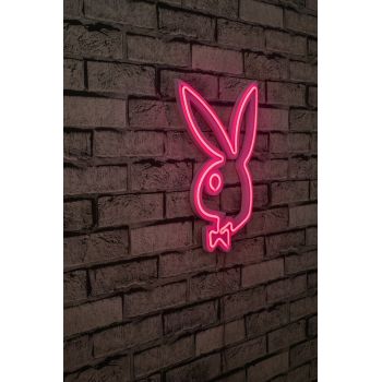 Decoratiune luminoasa LED, Playboy, Benzi flexibile de neon, DC 12 V, Roz