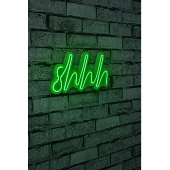 Decoratiune luminoasa LED, Shhh, Benzi flexibile de neon, DC 12 V, Verde
