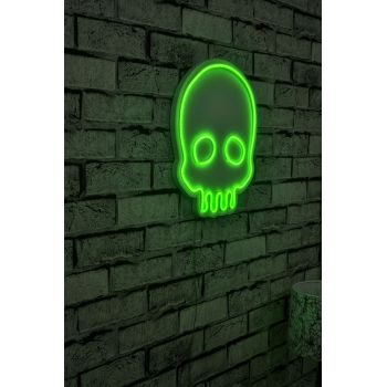 Decoratiune luminoasa LED, Skull, Benzi flexibile de neon, DC 12 V, Verde