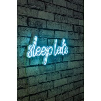 Decoratiune luminoasa LED, Sleep Late, Benzi flexibile de neon, DC 12 V, Albastru