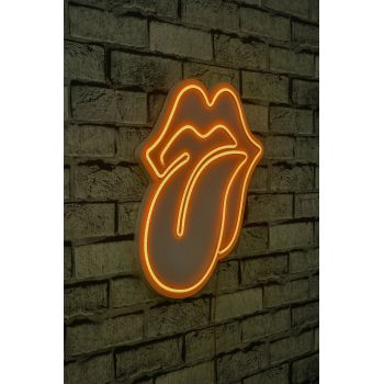 Decoratiune luminoasa LED, The Rolling Stones, Benzi flexibile de neon, DC 12 V, Galben