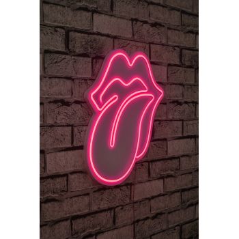 Decoratiune luminoasa LED, The Rolling Stones, Benzi flexibile de neon, DC 12 V, Roz