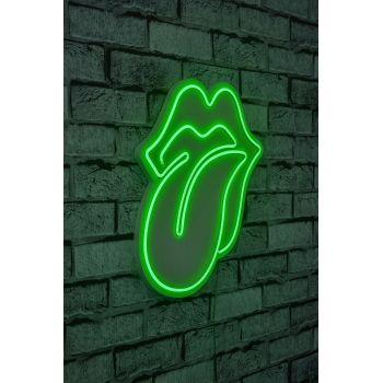 Decoratiune luminoasa LED, The Rolling Stones, Benzi flexibile de neon, DC 12 V, Verde