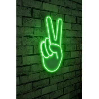 Decoratiune luminoasa LED, Victory Sign, Benzi flexibile de neon, DC 12 V, Verde