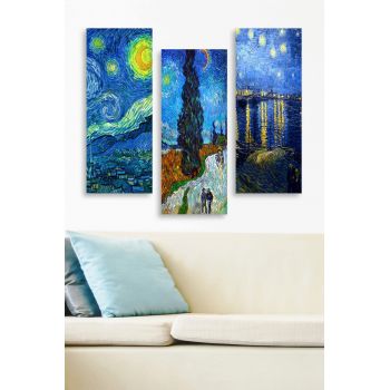 Set 3 tablouri decorative, MDF0074, MDF , 20 x 50 cm, 3 piese, Multicolor ieftin