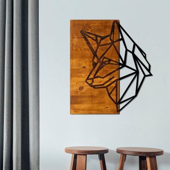 Decoratiune de perete, Kurt, 50% lemn/50% metal, Dimensiune: 50 x 58 cm, Nuc / Negru