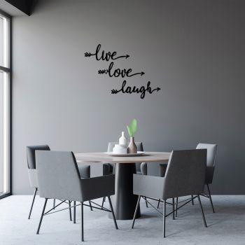 Decoratiune de perete, Live Love Laugh, Metal, 93 x 66 cm, Negru