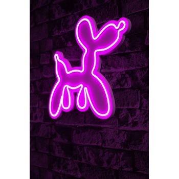 Decoratiune luminoasa LED, Balloon Dog, Benzi flexibile de neon, DC 12 V, Roz