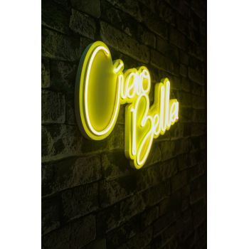 Decoratiune luminoasa LED, Ciao Bella, Benzi flexibile de neon, DC 12 V, Galben