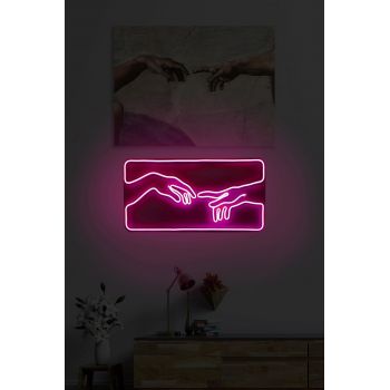 Decoratiune luminoasa LED, Creation of Adam, Benzi flexibile de neon, DC 12 V, Roz