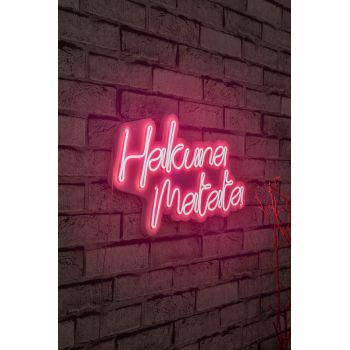 Decoratiune luminoasa LED, Hakuna Matata, Benzi flexibile de neon, DC 12 V, Roz