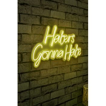 Decoratiune luminoasa LED, Haters Gonna Hate, Benzi flexibile de neon, DC 12 V, Galben