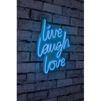 Decoratiune luminoasa LED, Live Laugh Love, Benzi flexibile de neon, DC 12 V, Albastru