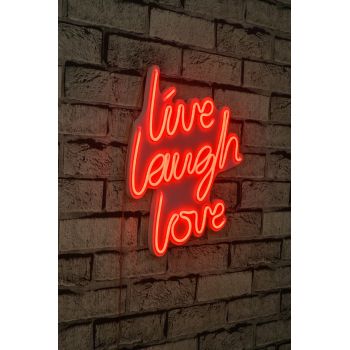 Decoratiune luminoasa LED, Live Laugh Love, Benzi flexibile de neon, DC 12 V, Rosu
