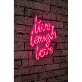 Decoratiune luminoasa LED, Live Laugh Love, Benzi flexibile de neon, DC 12 V, Roz